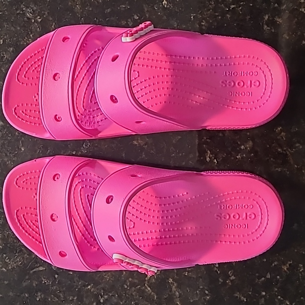 Crocs pink sandals size M5 W7